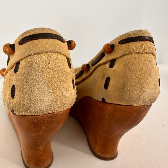 Sam Edelman Angelina Suede Wood Wedge Moccasins Size 8.5 - Picture 4 of 9